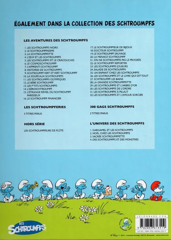 Verso de l'album Les Schtroumpfs Tome 19 Le schtroumpf sauvage