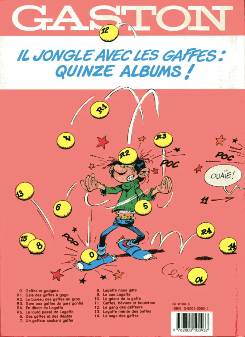 Verso de l'album Gaston Gala de gaffes à gogo