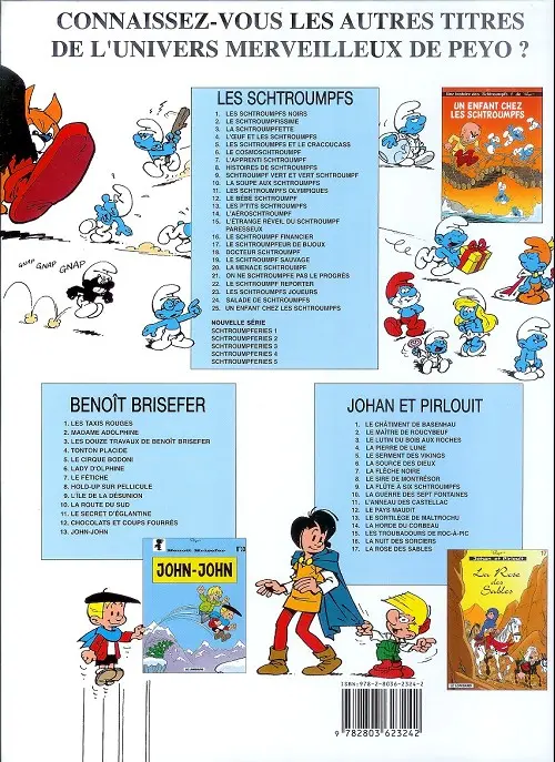 Verso de l'album Les Schtroumpfs Tome 15 L'étrange réveil du schtroumpf paresseux