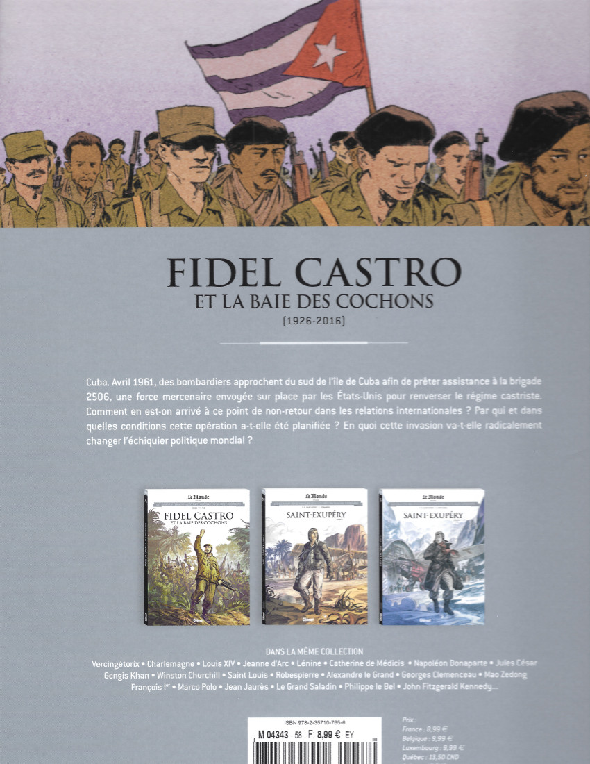 Verso de l'album Les grands personnages de l'Histoire en bandes dessinées Tome 58 Fidel Castro et la Baie des cochons