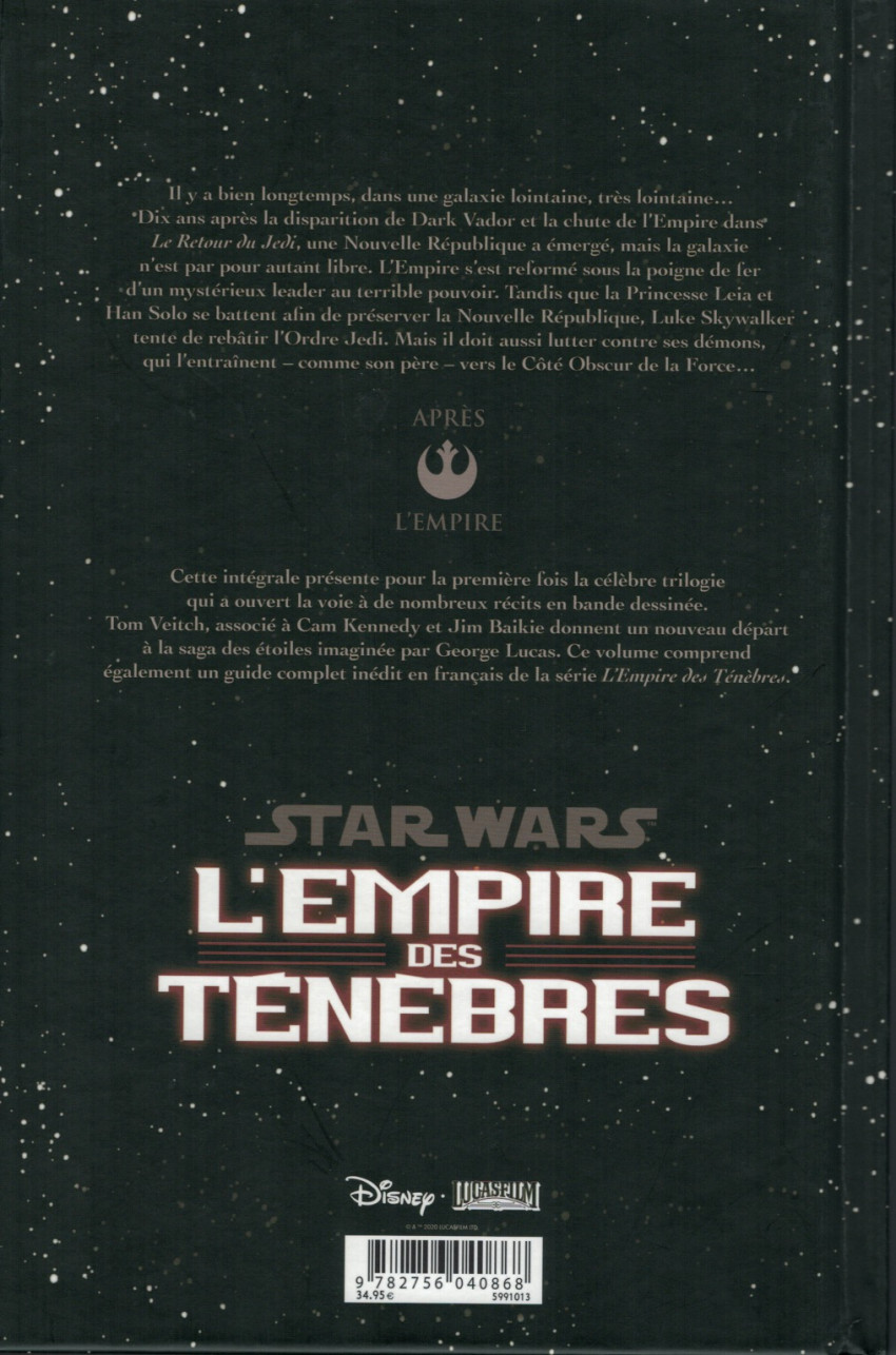 Verso de l'album Star Wars - L'empire des ténèbres L'empire des ténèbres