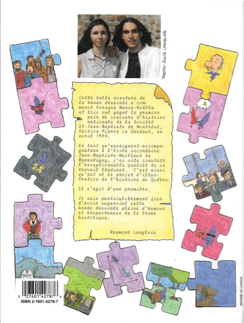 Verso de l'album Fleurdelisé Histoire du Québec en B.D.