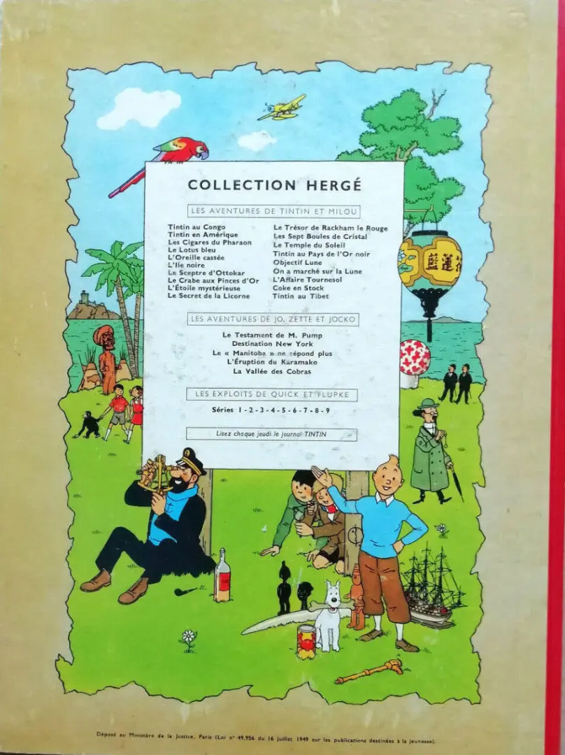 Verso de l'album Tintin Tome 3 Tintin en Amérique