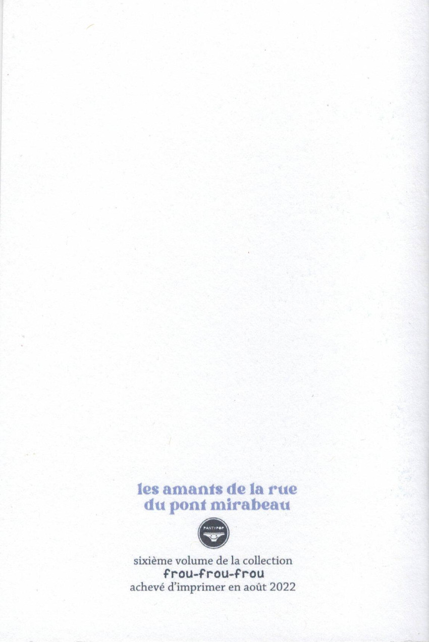 Verso de l'album Amants de la rue du pont Mirabeau