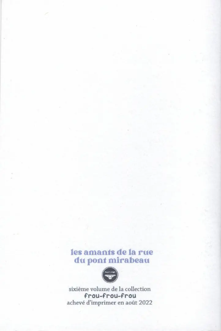 Verso de l'album Amants de la rue du pont Mirabeau
