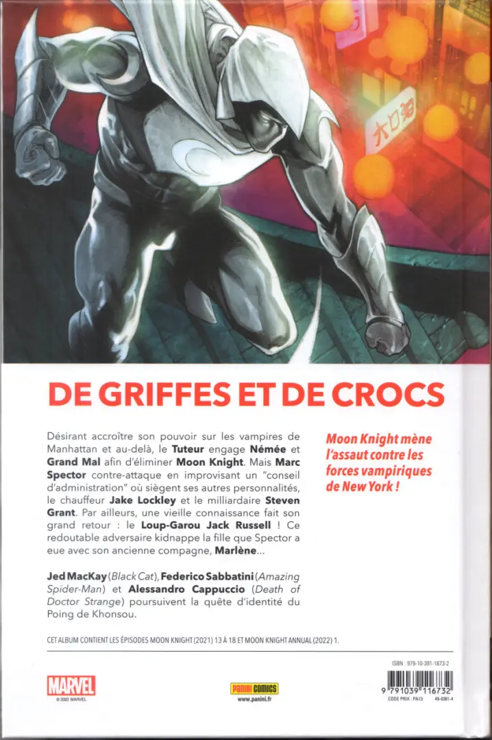 Verso de l'album Moon Knight 3 Sain d'esprit...ou presque
