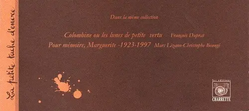 Verso de l'album Colombine ou les lunes de petite vertu