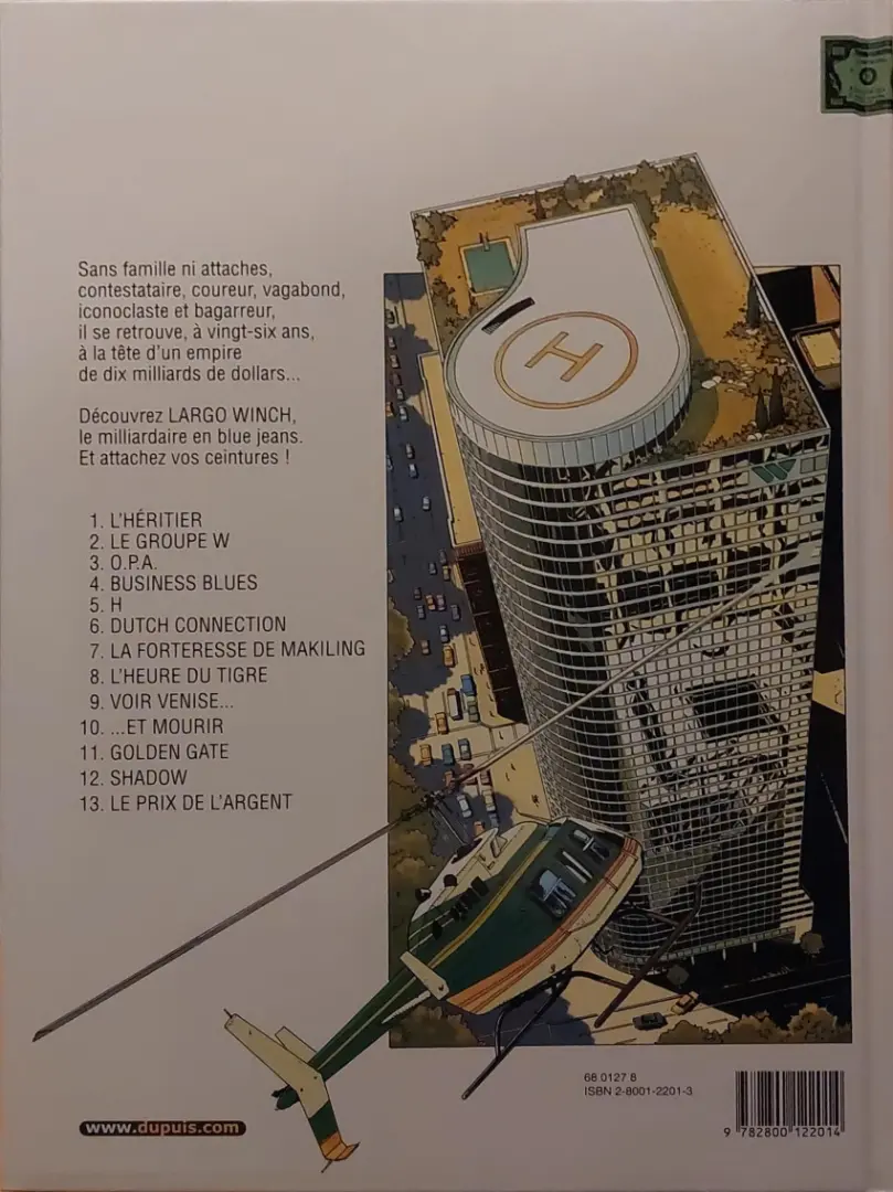 Verso de l'album Largo Winch Tome 6 Dutch Connection