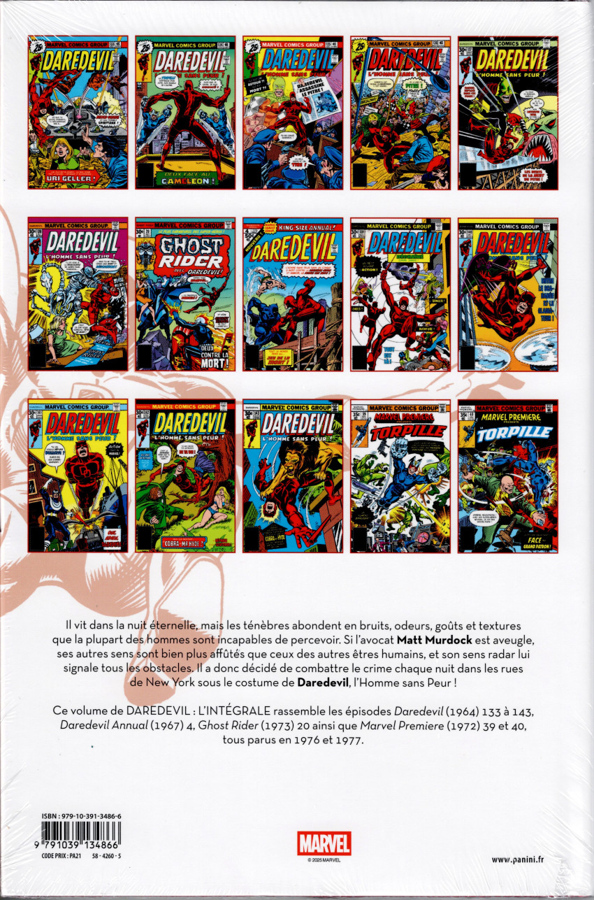 Verso de l'album Daredevil - L'Intégrale Tome 15 1976-1977
