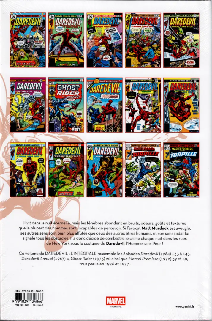 Verso de l'album Daredevil - L'Intégrale Tome 12 1976-1977