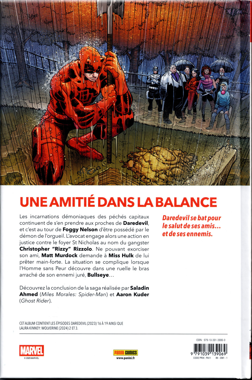 Verso de l'album Daredevil 4 Derniers sacrements