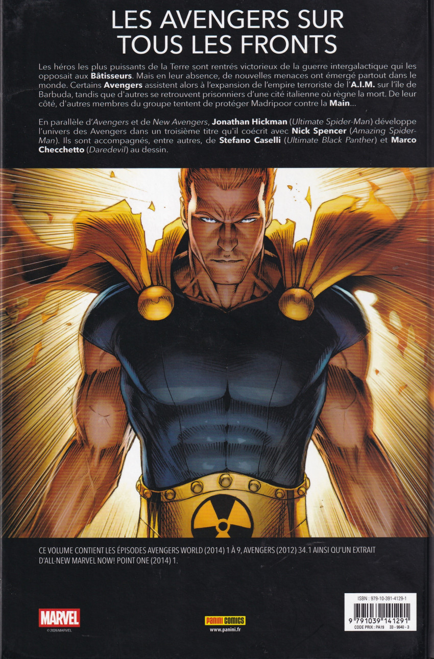 Verso de l'album Avengers World 1 L'empire A.I.M.