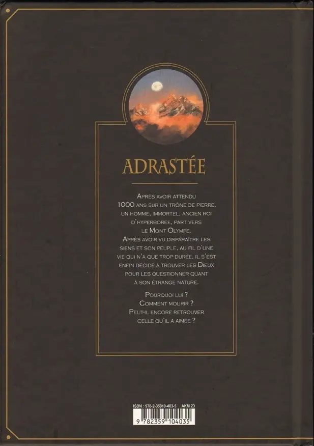 Verso de l'album Adrastée Tome 1/2