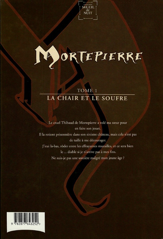 Verso de l'album Mortepierre Tome 1 La chair et le soufre