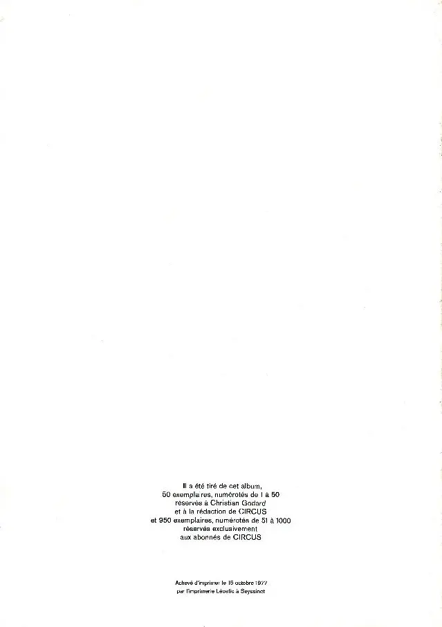 Verso de l'album Le Narcisse d'argent