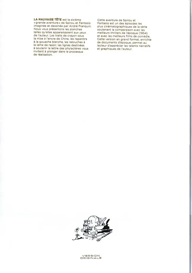 Verso de l'album Spirou et Fantasio - L'intégrale Version Originale Tome 9 La mauvaise tête
