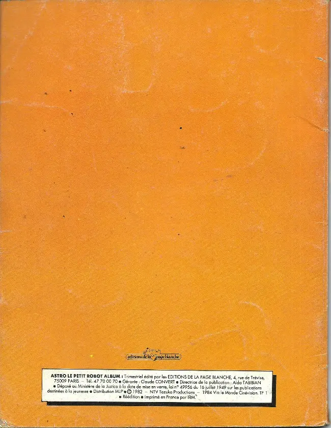 Verso de l'album Astro le petit robot Album N° 1 Tomes 1 à 3
