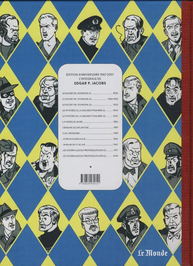 Verso de l'album Blake et Mortimer Tome 1 Le Secret de l'Espadon