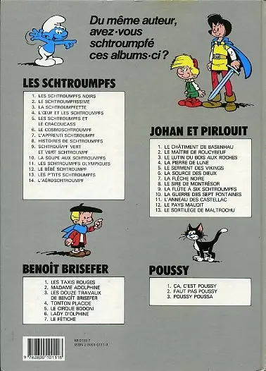 Verso de l'album Les Schtroumpfs Tome 8 Histoires de Schtroumpfs