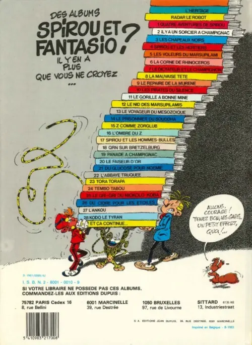 Verso de l'album Spirou et Fantasio Tome 8 La mauvaise tête