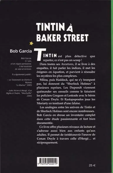 Verso de l'album Tintin à Baker Street
