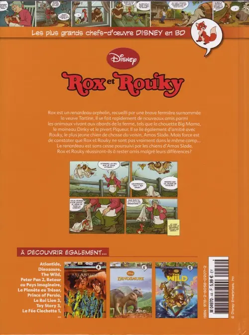 Verso de l'album Les plus grands chefs-d'œuvre Disney en BD Tome 44 Rox et Rouky