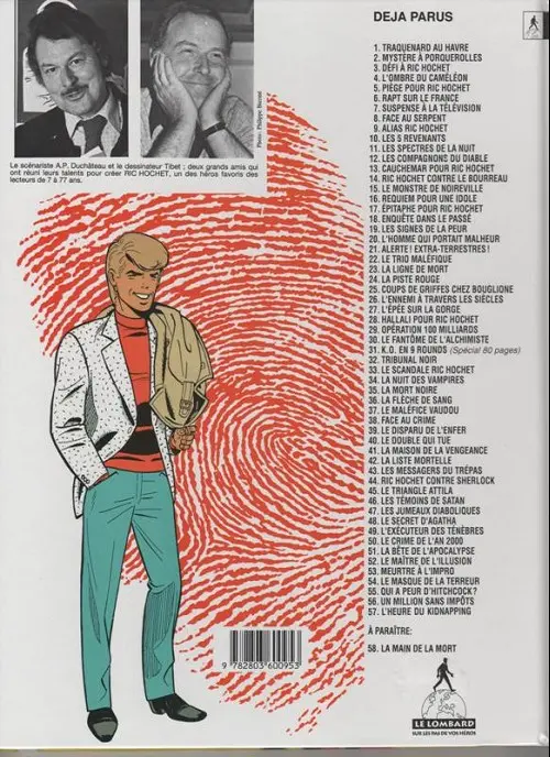 Verso de l'album Ric Hochet Tome 25 Coups de griffes chez Bouglione