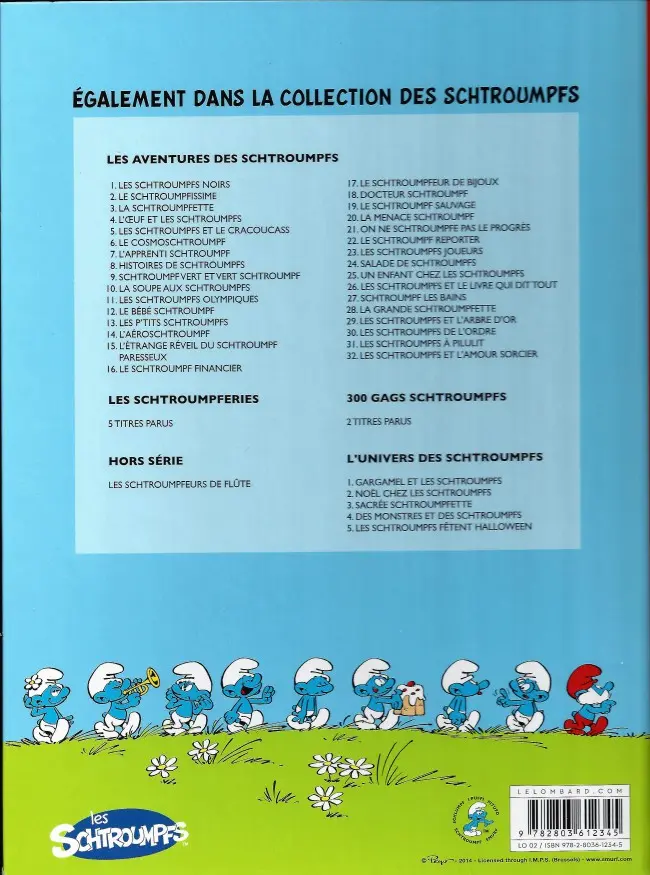 Verso de l'album Les Schtroumpfs Tome 15 L'étrange réveil du Schtroumpf paresseux