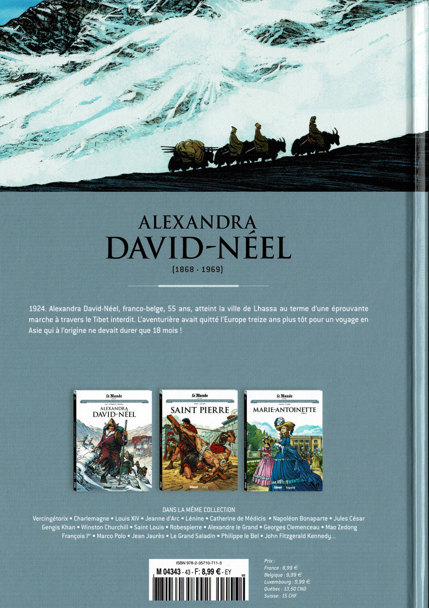 Verso de l'album Les grands personnages de l'Histoire en bandes dessinées Tome 43 Alexandra David-Néel
