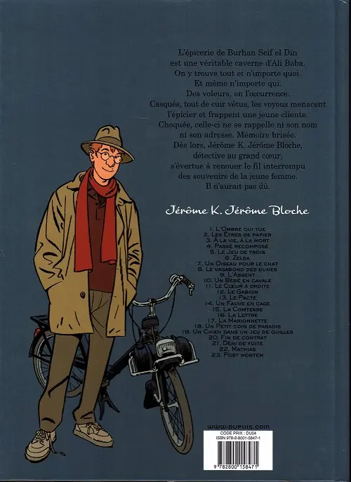 Verso de l'album Jérôme K. Jérôme Bloche Tome 14 Un fauve en cage