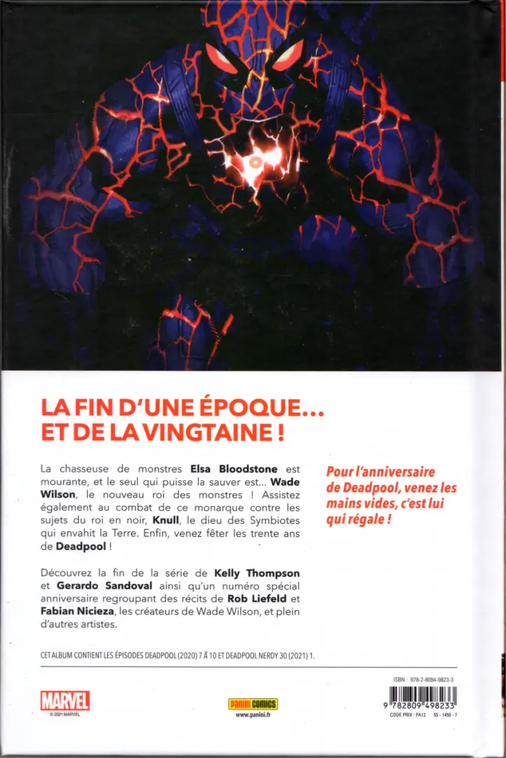 Verso de l'album Deadpool 2 La vie en noir