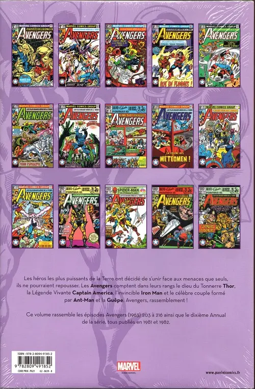 Verso de l'album The Avengers - L'intégrale Tome 18 1981-1982