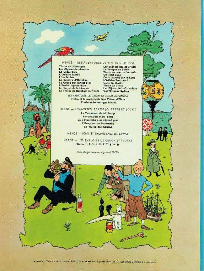 Verso de l'album Tintin Tome 4 Les cigares du pharaon