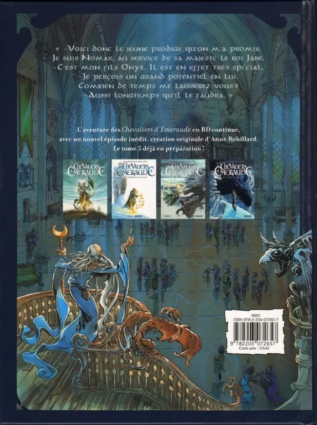 Verso de l'album Les Chevaliers d'Émeraude Casterman - Michel Lafon Tome 4 Le garçon foudre
