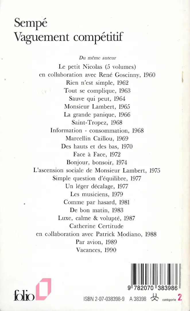 Verso de l'album Vaguement compétitif