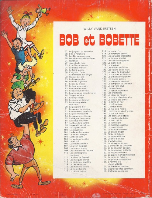Verso de l'album Bob et Bobette Tome 128 Le bonze et les bronzes