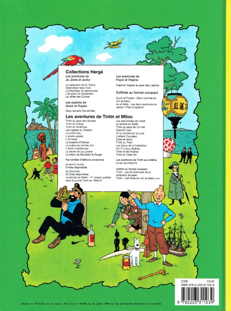 Verso de l'album Les Aventures de Jo, Zette et Jocko Tome 3 Le Rayon du Mystère 1er épisode, le Manitoba ne répond plus