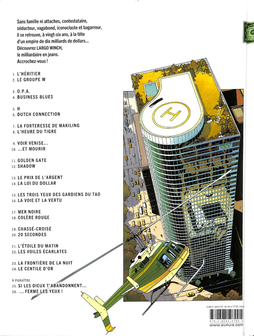 Verso de l'album Largo Winch Tome 6 Dutch connection