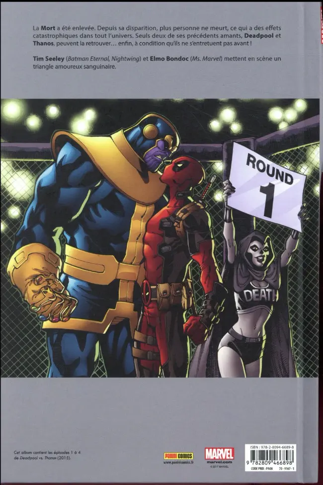 Verso de l'album Deadpool vs Thanos Jusqu'à ce que la mort nous sépare