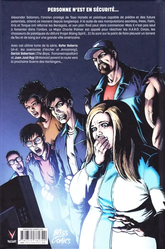 Verso de l'album Harbinger Renegade Tome 2 Massacre