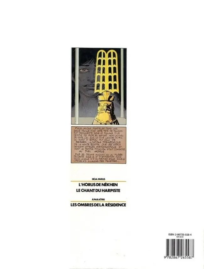 Verso de l'album L'Horus de Nékhen Tome 2 Le chant du harpiste
