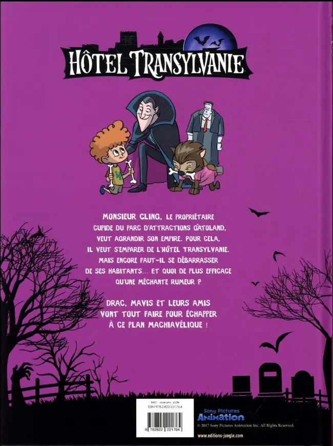 Verso de l'album Hôtel Transylvanie Tome 1 Catastrophe à Gâtoland !