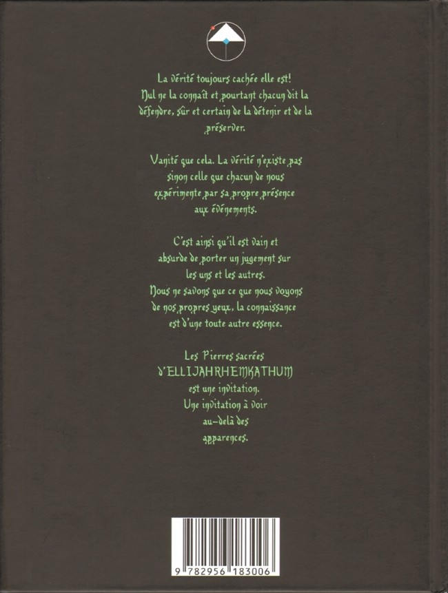 Verso de l'album Les Pierres sacrées d'EllijahrhemKathum Tome 1 L'éveil