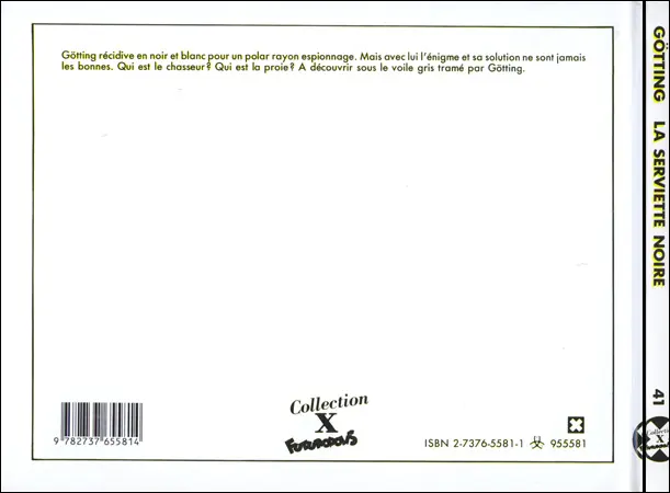 Verso de l'album La serviette noire