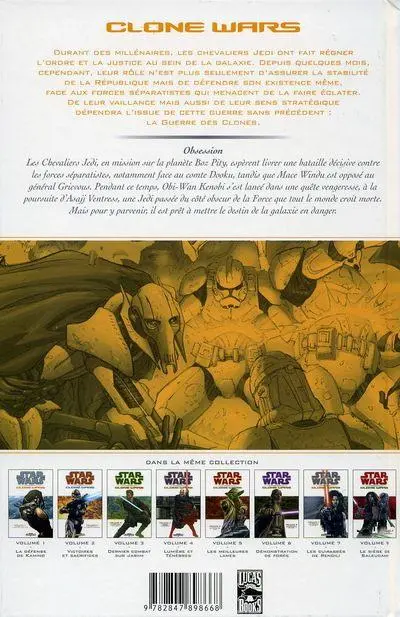 Verso de l'album Star Wars - Clone Wars Tome 8 Obsession