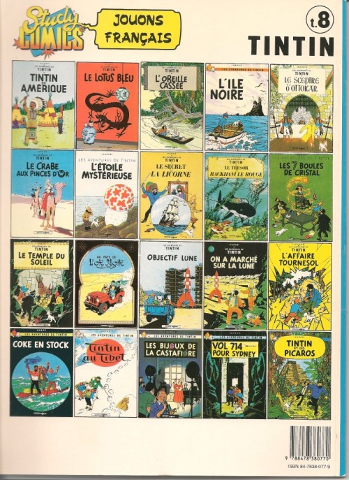 Verso de l'album Tintin Tome 8 Les cigares du pharaon