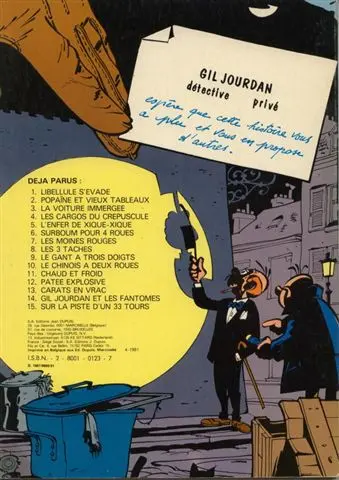 Verso de l'album Gil Jourdan Tome 8 Les 3 taches