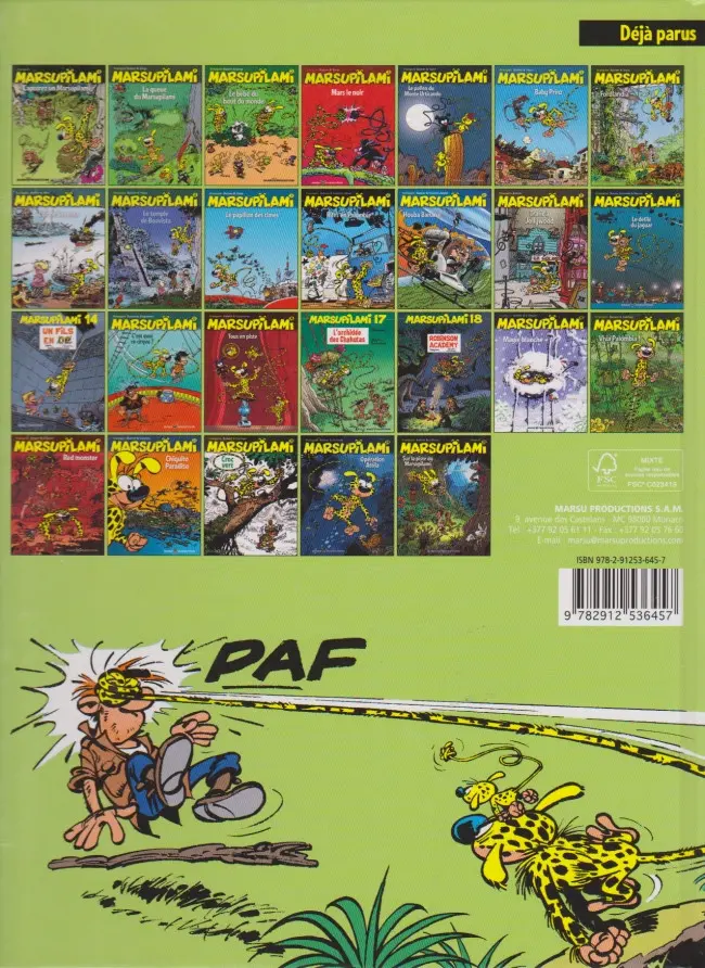Verso de l'album Marsupilami Capturez un marsupilami