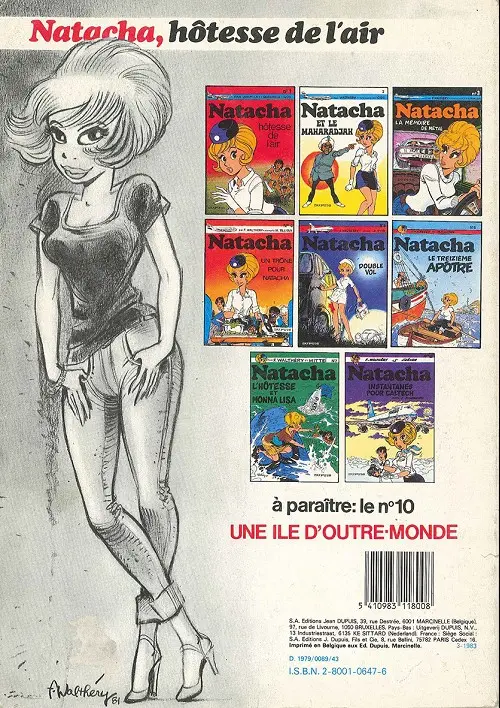 Verso de l'album Natacha Tome 7 L'hôtesse et Monna Lisa