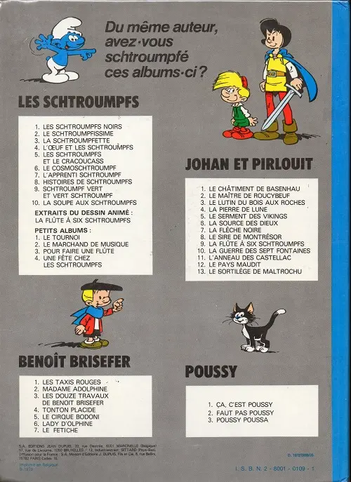 Verso de l'album Les Schtroumpfs Tome 2 Le Schtroumpfissime (+ Schtroumpfonie en ut)